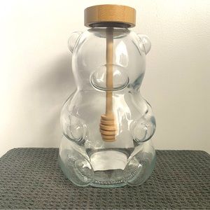 NWT Target Bullseye’s Playground Food Safe Glass Bear Honey Jar w/ Wood Dipper